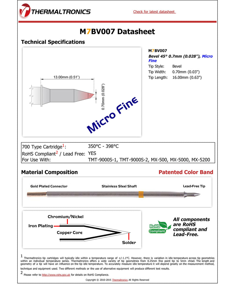 Thermaltronics M7BV007 Bevel 45deg 0.7mm (0.028in), Micro Fine - NewNest Australia