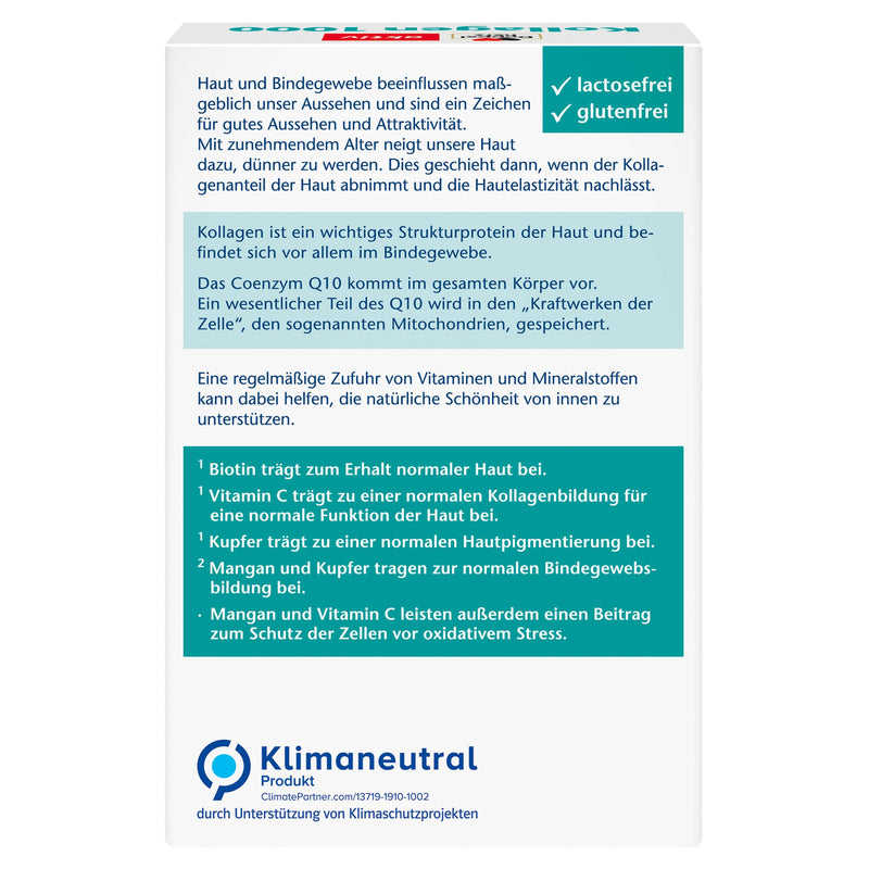 Doppelherz Collagen 1000 + Biotin + Q10 - Manganese and copper contribute to normal connective tissue formation - 100 tablets - NewNest Australia