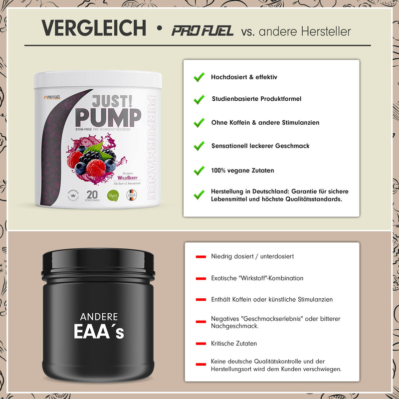 Pump Booster Without Caffeine Wild Berry 440 G ‚ Innovative Pump Formula Made Of Amino Acids And Plant Extracts ‚ High Dose Pre Workout Booster Caffeine Free ‚ Made In Germany ‚ 100% Vegan - NewNest Australia