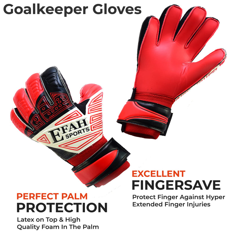 EFAH SPORTS Soccer Goalkeeper Gloves for Kids Boys Children Youth Football Goalie Gloves with Fingersave and Double Wrist Grips Size 5 suitable for 9 to 12 years old Red - NewNest Australia
