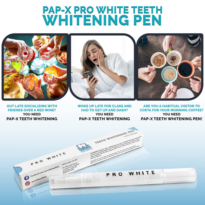 Pap-X Pro White Teeth Whitening Pen - Professional Advanced Teeth Whitening Pen - 100% Safe for Enamel - Vegan - for Sensitive Teeth - Rapid Results - Clinically Proven - NewNest Australia