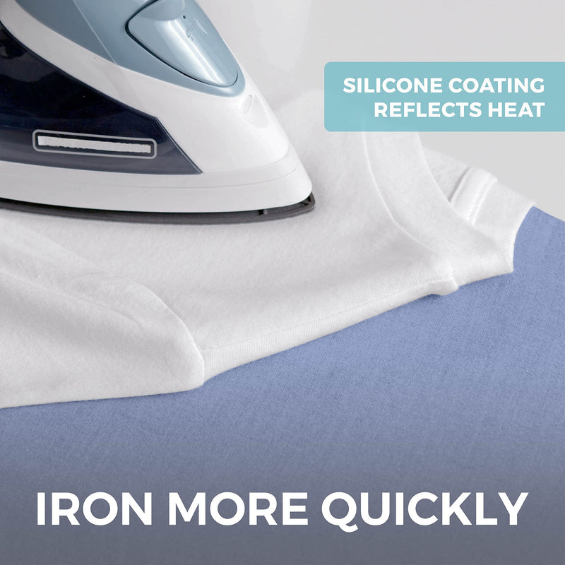 HOME GENIE Reflective Silicone Ironing Board Cover, Iron Faster, Heavy Duty Scorch and Stain Resistant Pad Covers Fit Standard Boards, Thick Padding, Hook and Loop Fastener, Elastic Edge, 15x54, Blue 1 - NewNest Australia