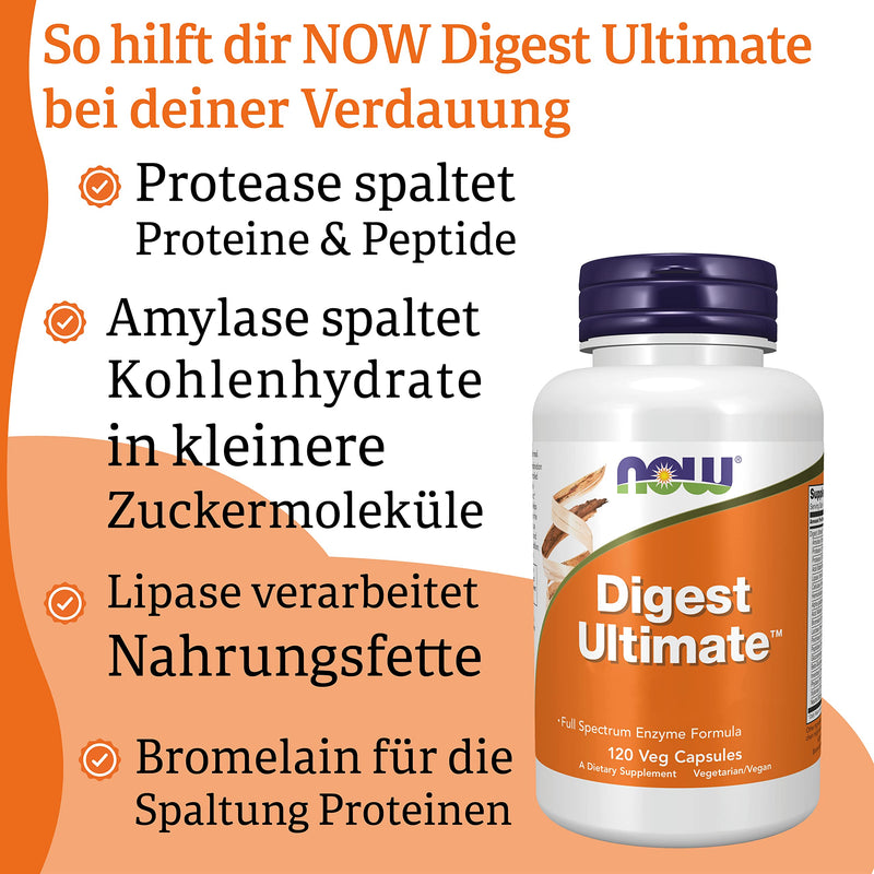 Now Foods Digest Ultimate (digestive enzymes), 120 vegan capsules, laboratory tested, soy-free, gluten-free, non-GMO, vegetarian - NewNest Australia