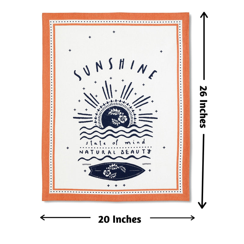 Folkulture Dish Towels for Drying Dishes or Boho Kitchen Towels with Hanging Loop, Modern Decorative Tea Towels and Dishcloths Set for Farmhouse Decor, 100% Cotton, 20 x 26 Inches, Set of 3, Aloha - NewNest Australia