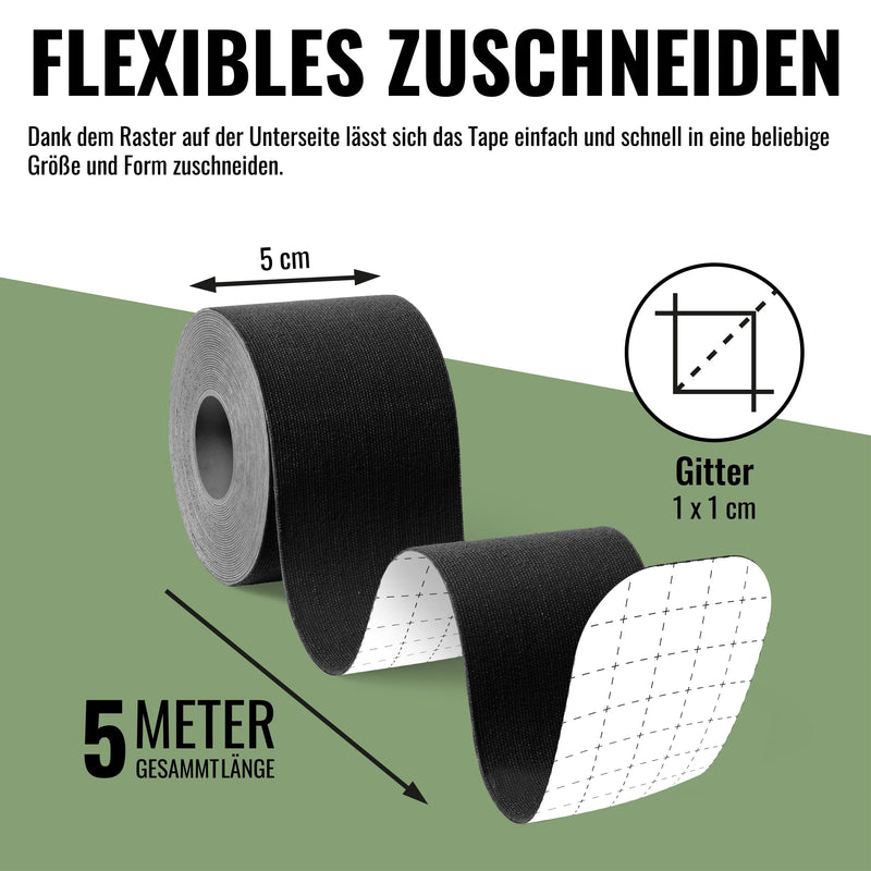 Recovell Kinesiology Sports Tape 2 Rolls Black 5 Cm X 5 M For Support And Stabilization I Waterproof Tape For Muscle Tapes And Joints I Tape Self-Adhesive I Elastic Tape - NewNest Australia