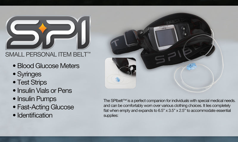 SPIbelt Diabetic Belt: Adult - No-Bounce, Discreet Belt with Hole for Insulin Pump or Other Medical Devices! (Black with Black Zipper) - NewNest Australia