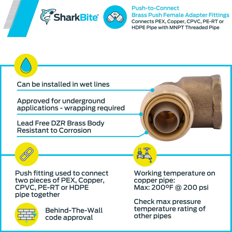 SharkBite U308LFA Plumbing Fitting, one-by-two, Brass - NewNest Australia