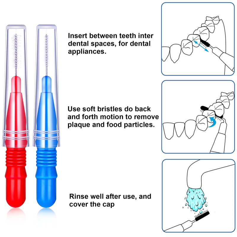 100 Pieces Braces Dental Brush Flosser for Cleaner Interdental Brush Toothpick Dental Tooth Flossing Head Oral Dental Hygiene Toothpick Cleaners Cleaning Tool Red and Blue - NewNest Australia