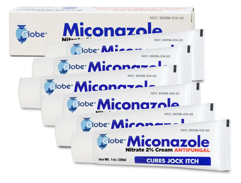 Globe Miconazole Nitrate 2% Anti fungal Cream | Cures Most Athletes Foot, Jock Itch, Ringworm | 1 OZ Tube (6 Pack) - NewNest Australia