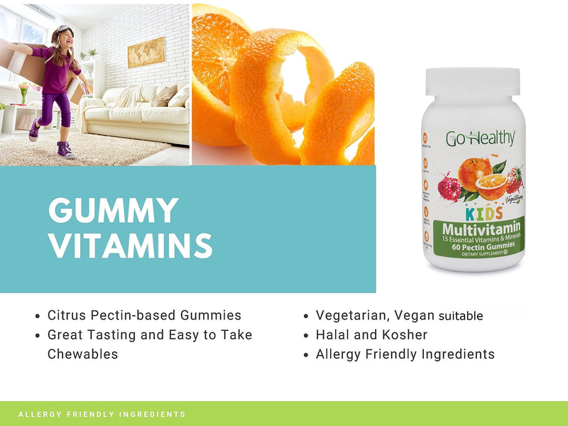 Go Healthy Natural Vitamin C Gummies with Echinacea for Kids, Vegan, OU Kosher, Halal (60) - 100 mg Servings - NewNest Australia
