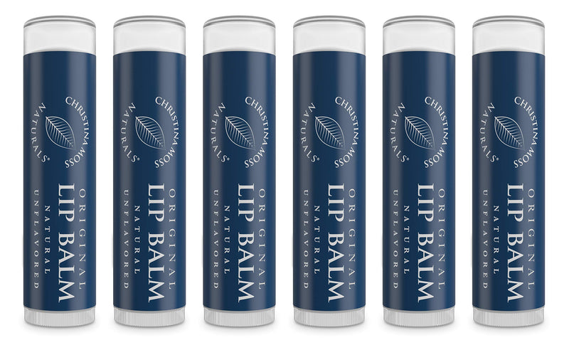 Lip Balm - Lip Care Therapy - Lip Butter - Made With Organic Oils for Smooth, Moisturized Lips - Repair & Condition Dry, Chapped, Cracked Lips - 6 Pack, Unflavored - Christina Moss Naturals Natural Unscented 6 Count (Pack of 1) - NewNest Australia