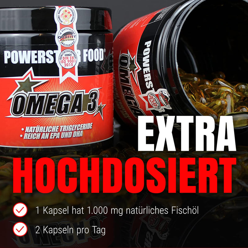Powerstar Omega 3 Capsules High Dose | 200 Fish Oil Capsules With 1,000 Mg Fish Oil | Made In Germany | Polyunsaturated Essential Fatty Acids | Rich In Epa & Dha | No Pcb & Additives - NewNest Australia