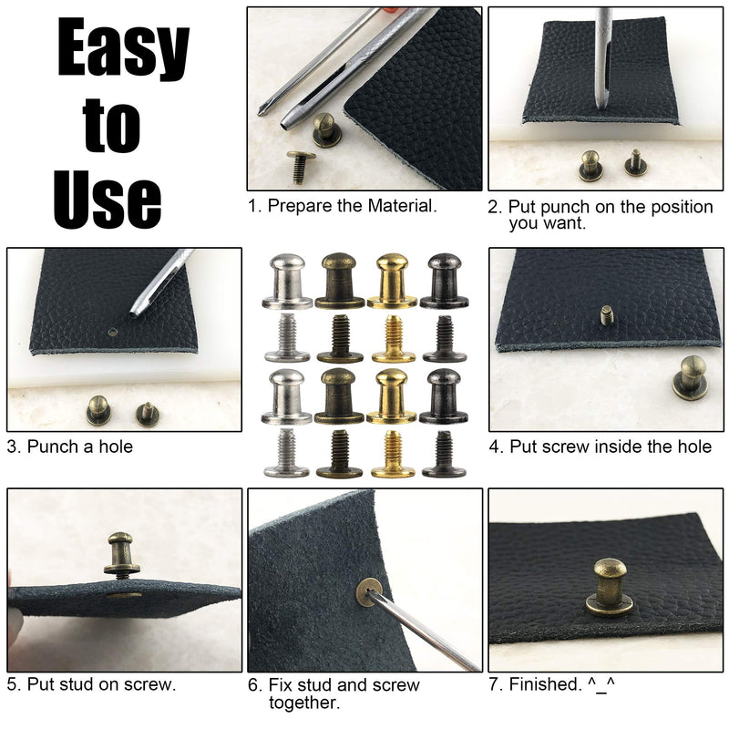 100 Sets 8x5x8MM Bronze Button Spikes and Studs Rivet Round Head Screw Back Leather Craft Rapid Rivet Punk Studs and Spikes for Clothing Shoes Belts Bags Dog Collars Accessories DIY 5/16 Inch - NewNest Australia
