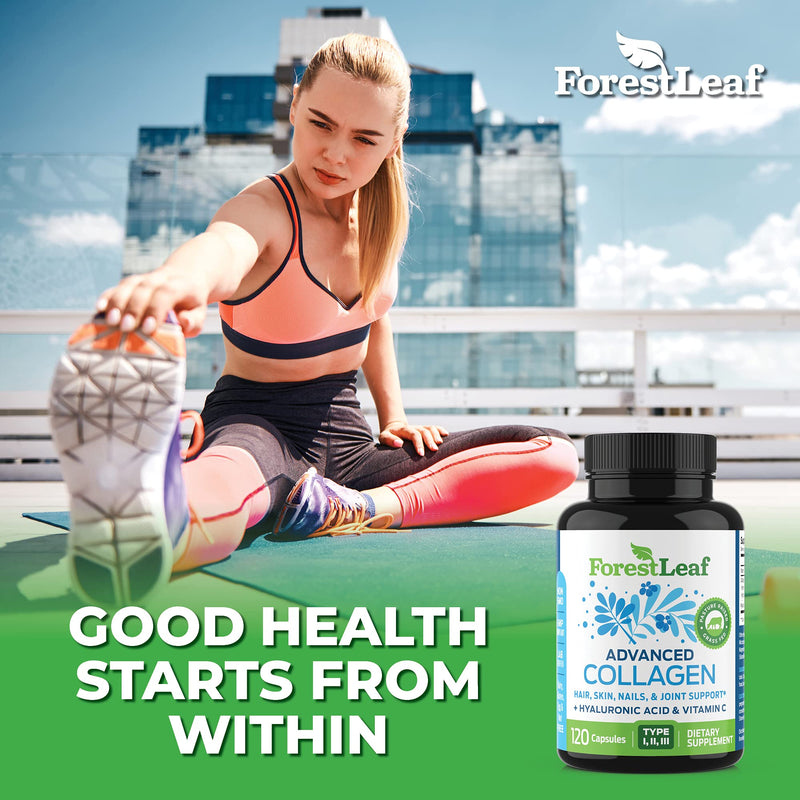 Advanced Collagen Supplement, Type 1, 2 and 3 with Hyaluronic Acid and Vitamin C - Anti Aging Joint Formula - Boosts Hair, Nails and Skin Health - 240 Capsules - by ForestLeaf - NewNest Australia