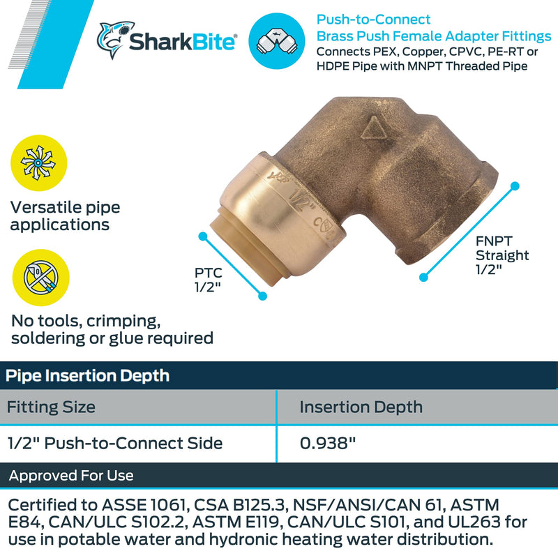 SharkBite U308LFA Plumbing Fitting, one-by-two, Brass - NewNest Australia