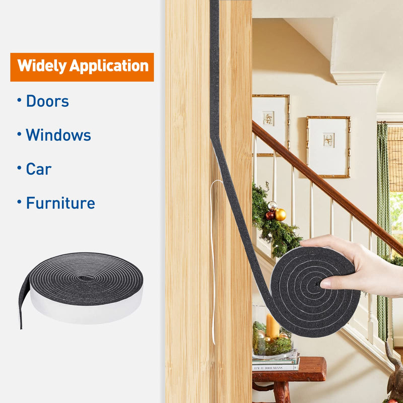 MAGZO Open Cell Weather Stripping 1 Inch W X 1/8 Inch T, Window Foam Insulation Tape Total 33 Feet (16.5ft x 2 Rolls) 1in x 1/8in x 33FT - NewNest Australia
