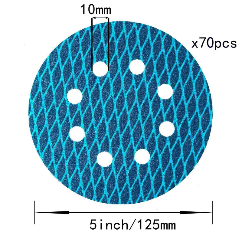 Orbital Sander Sandpaper 5 Inch 8 Hole Sanding Disc Hook and Loop Pads Sand Paper 320 Grit for Wood 70 PCS Blue Aluminum Oxide Anti Blocking Rhombus Sanding Discs 5 inch 320 grit - NewNest Australia