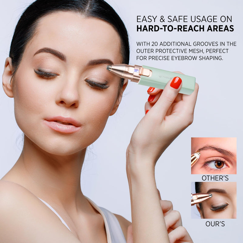 Eyebrow facial hair remover for women: Electric portable 2 in 1 hair remover - rechargeable for removing facial lips and body hair in women with built-in LED light green - NewNest Australia