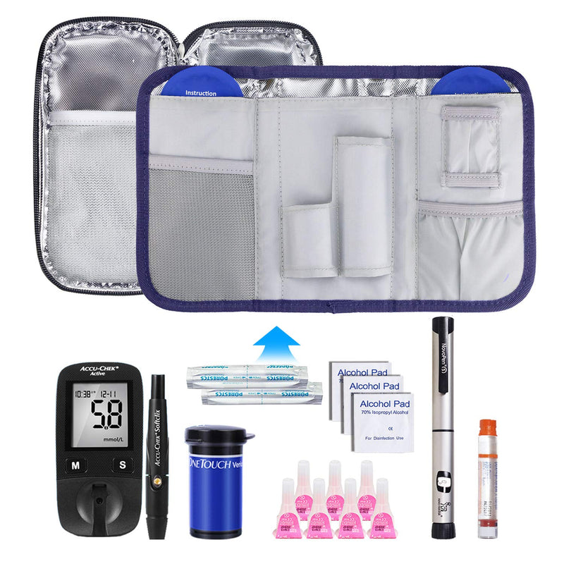 YOUSHARES Insulin Travel Case - Insulated Medication Cooler Travel Bag for Diabetic Insulin Pen and Vials Storage with 2 Cooling Ice Packs (Blue) Case Blue - NewNest Australia