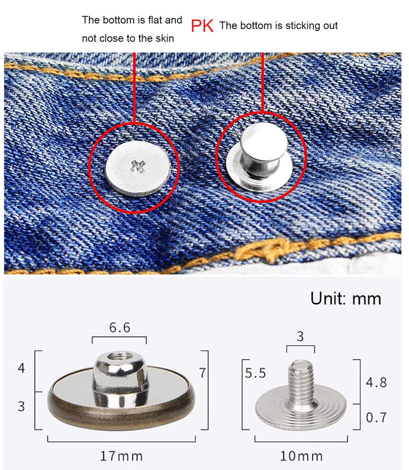 12 Pcs Button for Sewing Metal Jeans,ICEYLI 17 mm No-Sew Nailess Removable Metal Jeans Buttons Replacement Repair Combo Thread Rivets and Screwdrivers - NewNest Australia
