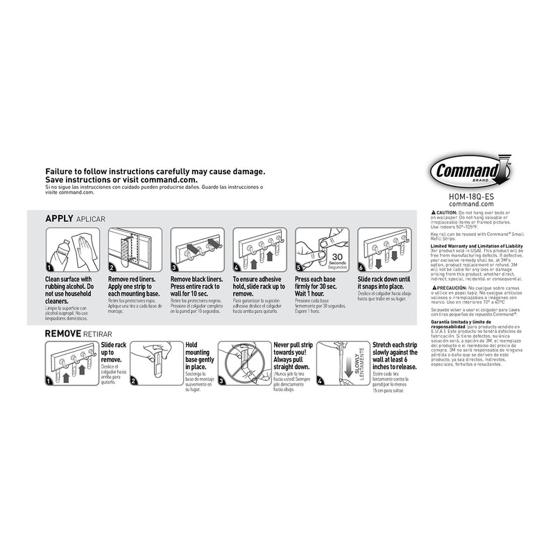 Command Key Rail, Quartz, 1-Rail, 6-Strips, Organize Damage-Free Small 1 Pack - NewNest Australia