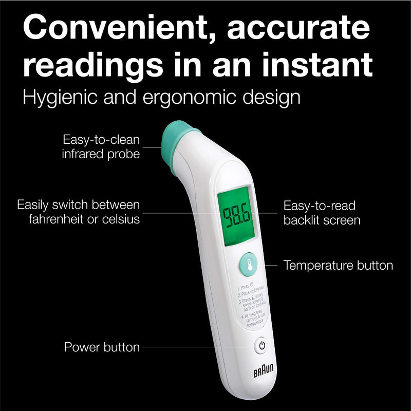 Braun TempleSwipe Thermometer - Digital Thermometer with Color Coded Temperature Guidance - Thermometer for Adults, Babies, Toddlers and Kids - NewNest Australia