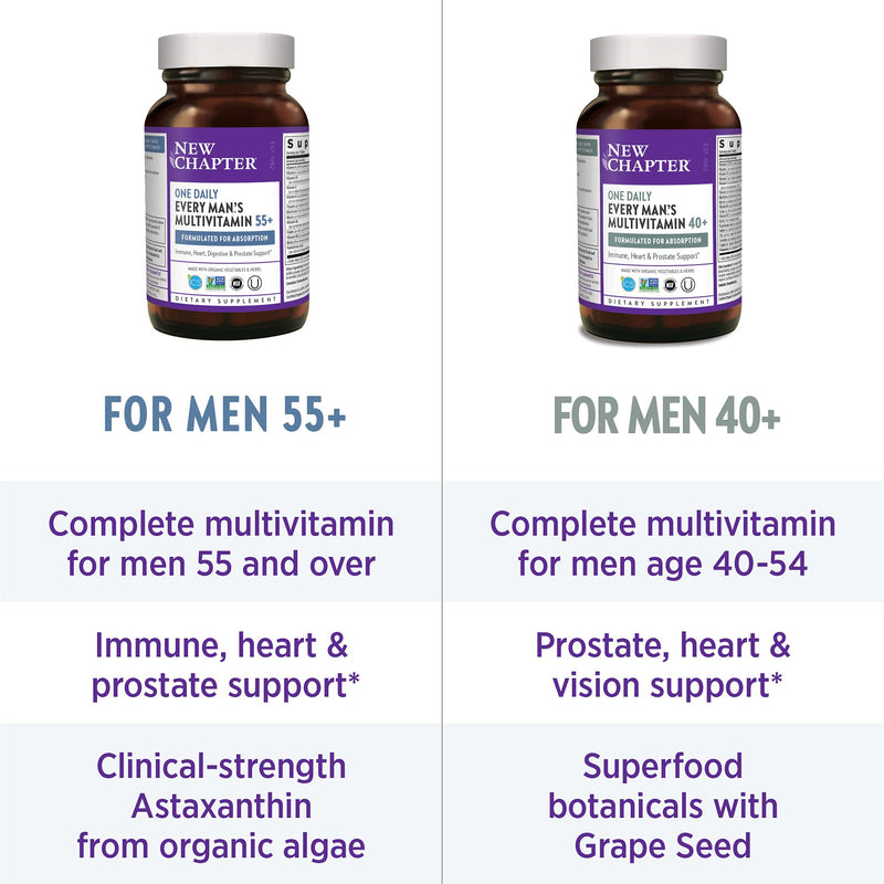 New Chapter Multivitamin for Men 50 Plus + Immune Support - Every Man's One Daily 55+ with Fermented Probiotics + Whole Foods + Astaxanthin + Organic Non-GMO Ingredients - 48 ct Tablet for Men 48 Count - NewNest Australia