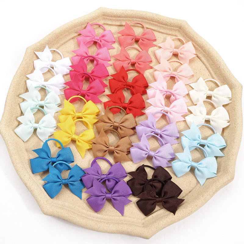 JOYOYO 50 Pcs Baby Bow Bobbles Baby Hair Bands Baby Hair Ties Baby Girls Hair Bows 2 Inch Ribbon Bows, Elastic Little Girls Hair Bobbles Small Hair Bands for Babies, Toddlers Type-A - NewNest Australia