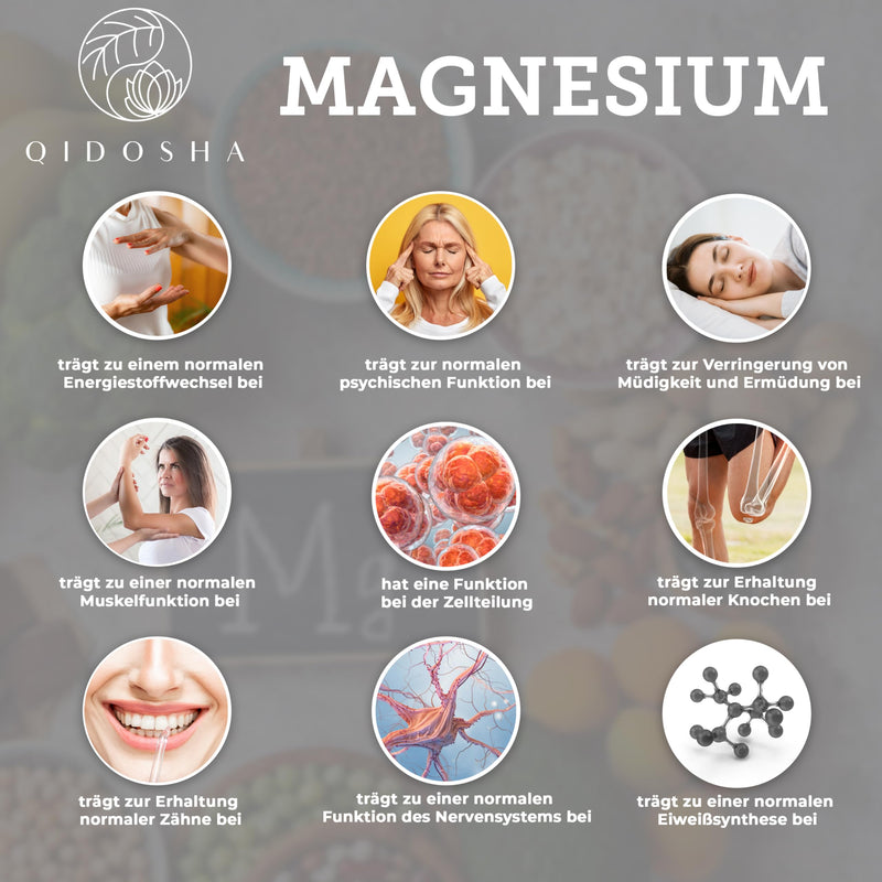QIDOSHA® Magnesium Bisglycinate capsules, 300 pieces in a pharmacy jar, organic magnesium form as magnesium glycinate, 300 mg elemental magnesium per daily portion from 1500 mg magnesium bisglycinate - NewNest Australia