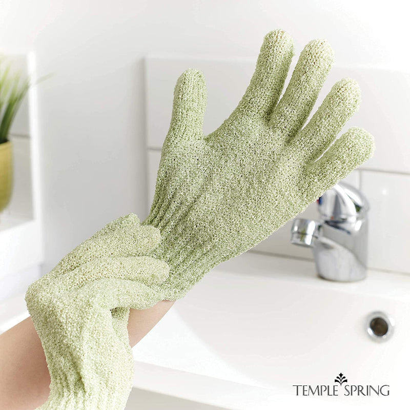 Temple Spring - Exfoliating Glove, Exfoliating Glove Made Of Bamboo, Exfoliating Gloves, Natural Bath Sponge, Sauna Glove, Body Sponge, Natural Ingrown Hair/Dead (Sage Green) - NewNest Australia