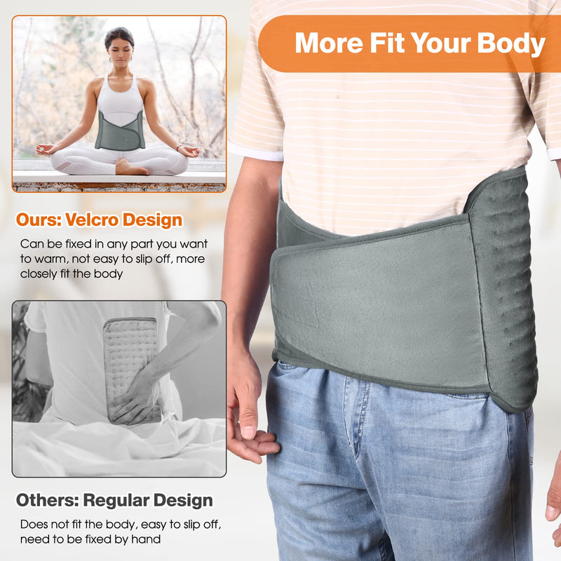 Heating pad OneAmg 126x30cm Electric heat pad with 6 temperature levels and automatic switch-off Fast heating Machine washable Heated blanket Heated blanket for back, loin, stomach, shoulder Gray - NewNest Australia