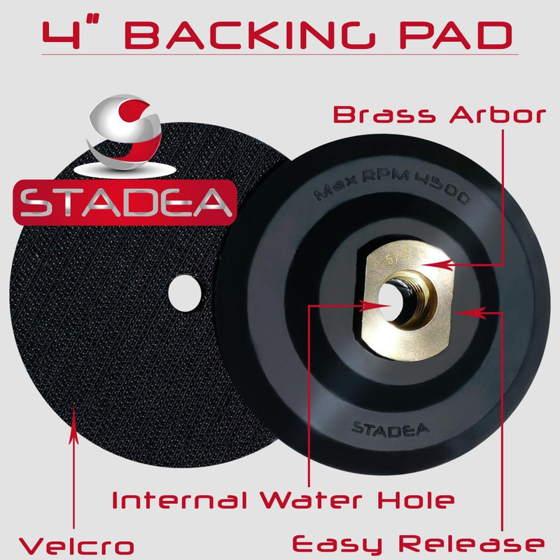 Stadea 4" Rubber Backer Pad/Flexible Rubber Backing Pad for Counter Edge Wet Dry Polishing - Arbor 5/8" 11 4" - Arbor 5/8" 11 - NewNest Australia