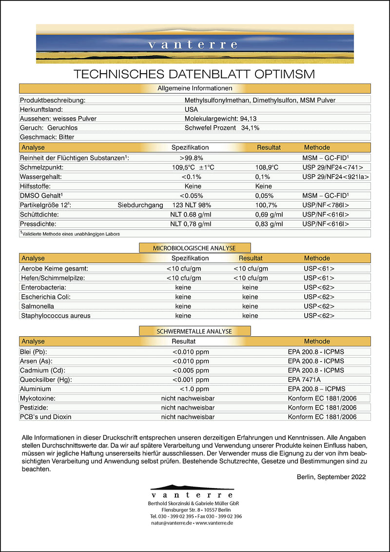 Balchem OptiMSM™* The purest, safest and most consistent MSM in the world - vanterre MSM 1000 plus - 100 tabs - NewNest Australia