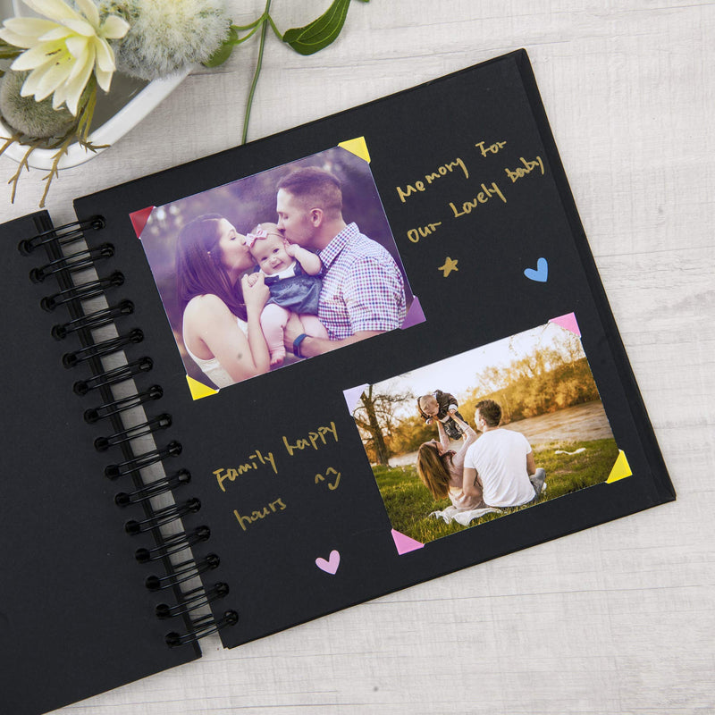 8 x 8 Inch Small DIY Scrapbook Photo Album with Cover Photo 80 Pages Hardcover Craft Paper Photo Album for Guest Book, Anniversary, Valentines Day Gifts (Black, 8 x 8 inch) Black - NewNest Australia