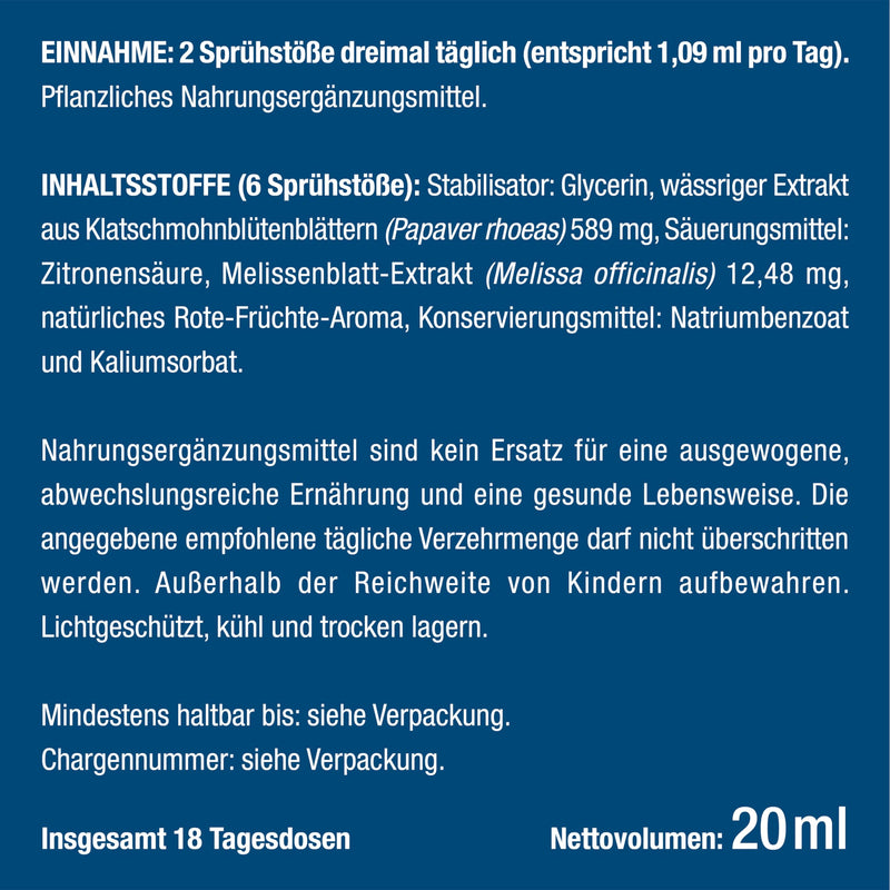 Anti-stress spray with immediate effect - against inner restlessness and tension - with poppy + lemon balm for the nerves, 20 ml Relax - NewNest Australia