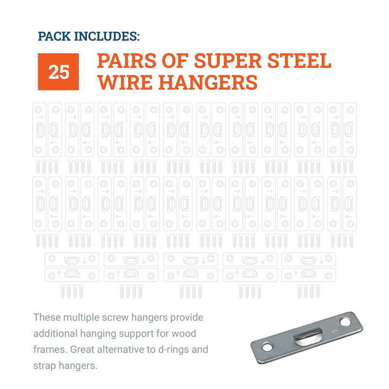 Super Steel 2-Hole Wire Hanger for Wood Frames - Supports up to 50 lbs - 25 Pack - Strong Steel Hangers for Medium Weight - NewNest Australia