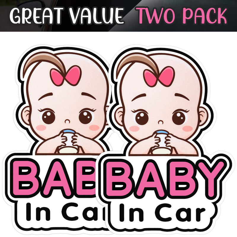 NewNest Australia - 2 Pieces Baby in Car Stickers Sign and Decal for Girl, Baby Car Sticker, Removable Safety Sticker Notice Board, Cute Baby Window Car Sticker, On Board Stickers 