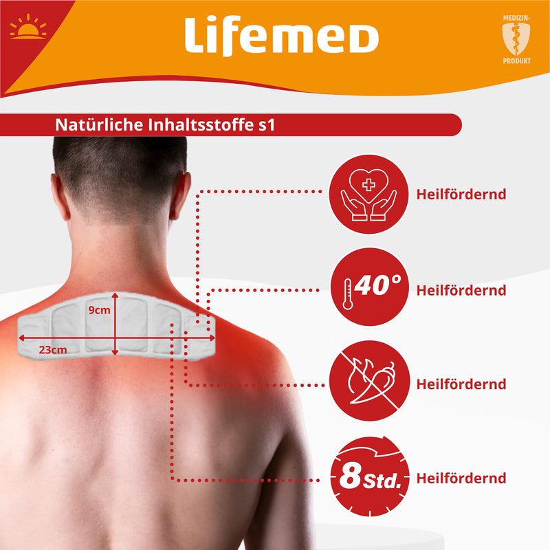 Lifemed Shoulder Warmer, Neck Warmer - 8 Hours Of Heat To Relieve Neck Pain, Tension & Back Pain - Pain Plasters For Shoulder & Neck - Heat Cushion For On The Go (6) - NewNest Australia
