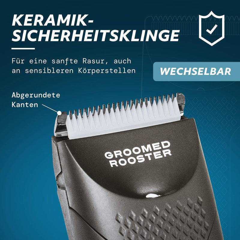 The Bodygroomer - Intimate Razor & Body Shaver, Shower Proof, 90 Minutes Running Time, Led Light, Charging Station - Body Trimmer For Genital Area & Body For Men By Groomed Rooster - NewNest Australia