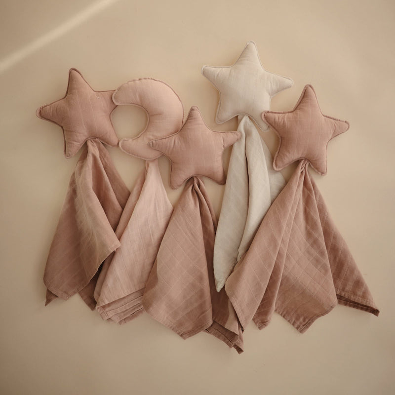 mushie Moon Security Blanket | Baby Lovey | 100% Organic Muslin Cotton (Blush) Moon (Blush) - NewNest Australia