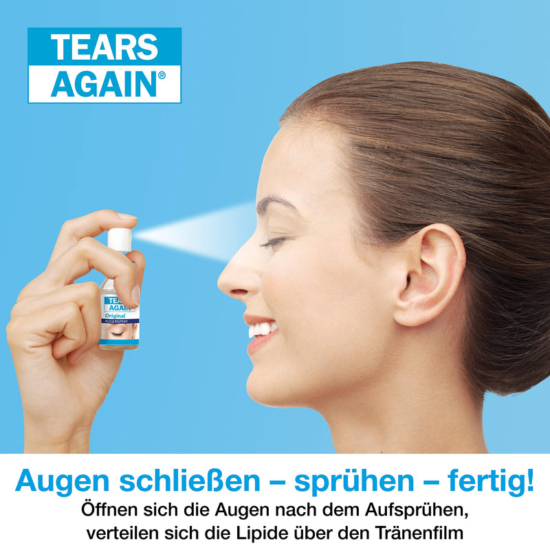 Tears Again Original Eye Spray Against Dry Eyes 10Ml - Also Suitable For Children - Helps With Tired, Burning And Irritated Eyes - No Preservatives - With Liposomes - NewNest Australia