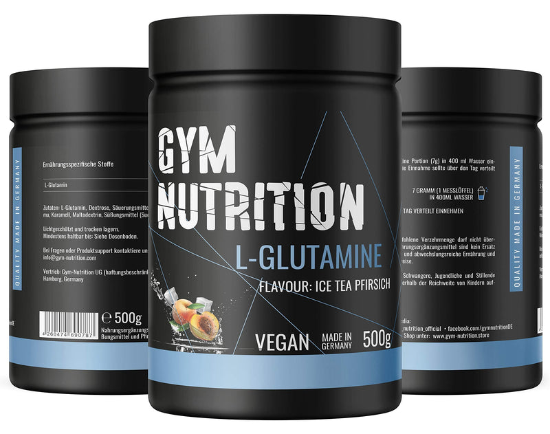 L-GLUTAMINE Ultrapure powder extra high dosage & 99.5% pure - laboratory tested and vegan - ideal for body builders Made in Germany 500 g (ICED TEA PEACH) ICE TEA PEACH - NewNest Australia