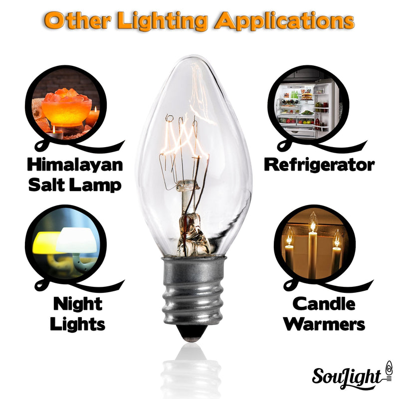 Salt Rock Lamp Bulb 10 Pack + 2 Free 15 Watt Replacement Bulbs for Himalayan Salt Lamps & Baskets, Chandeliers, Scentsy & Wax Warmers, Night Lights. Incandescent E12 Socket with Candelabra Base, C7 - NewNest Australia