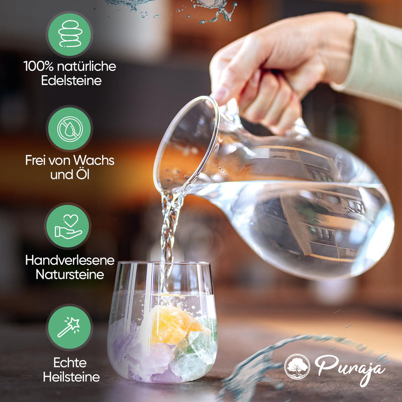 PURAJA Healthy Sleep Waterstone Blend | Premium healing stone set for water treatment: fluorite, amethyst, orange calcite, rose quartz | Natural crystals for drinking water 250 g (pack of 1) - NewNest Australia
