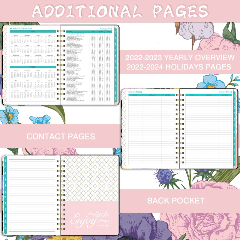 2022-2023 Planner - 2022-2023 Weekly Monthly Planner, Jul 2022 - Jun 2023, 8.5" x 6.4", Flexible Hardcover, Strong Twin - Wire Binding Multicolored - NewNest Australia