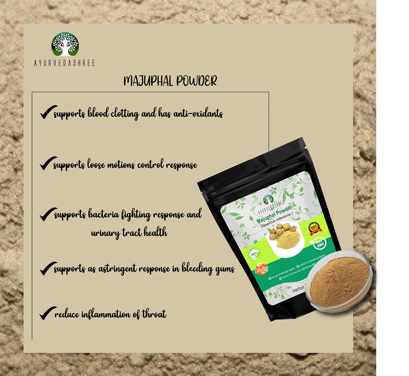 AYURVEDASHREE Majuphal Powder 200 Gm | Galnuts Powder (Quercus infectoria) | 100% Pure Quercus Infectoria/Majuphal/Manjakani - NewNest Australia