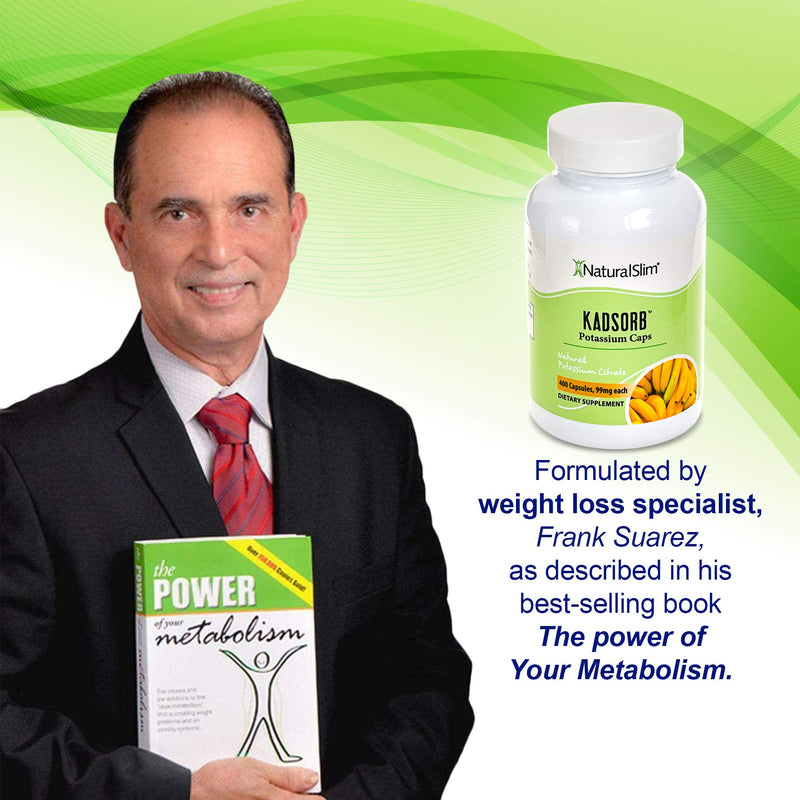 Naturalslim Kadsorb Natural Potassium Citrate - Supports Electrolyte Balance & Normal PH, Non-GMO & Gluten-Free, Absorbable Potassium Supplement with Essential Minerals - 99 mg 400 Capsules 400 Count (Pack of 1) - NewNest Australia