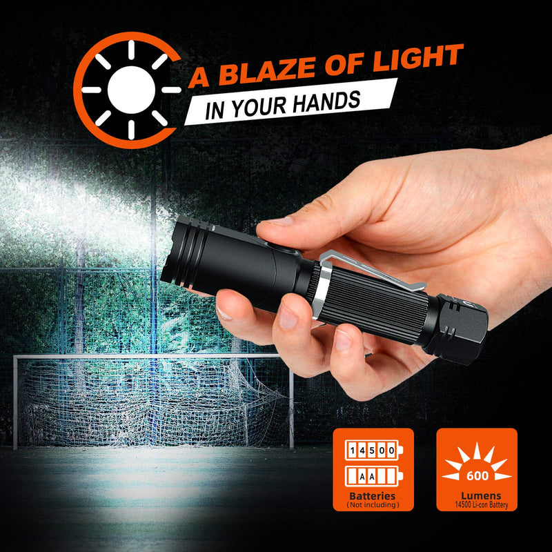 Flashlight, NICRON N7 600 Lumens Tactical Flashlight, 90 Degree Mini Flashlight Ip65 Waterproof Led Flashlight 4 Modes- Best High Lumens are for Camping, Outdoor, Hiking （Not Including Batteries）Gift - NewNest Australia