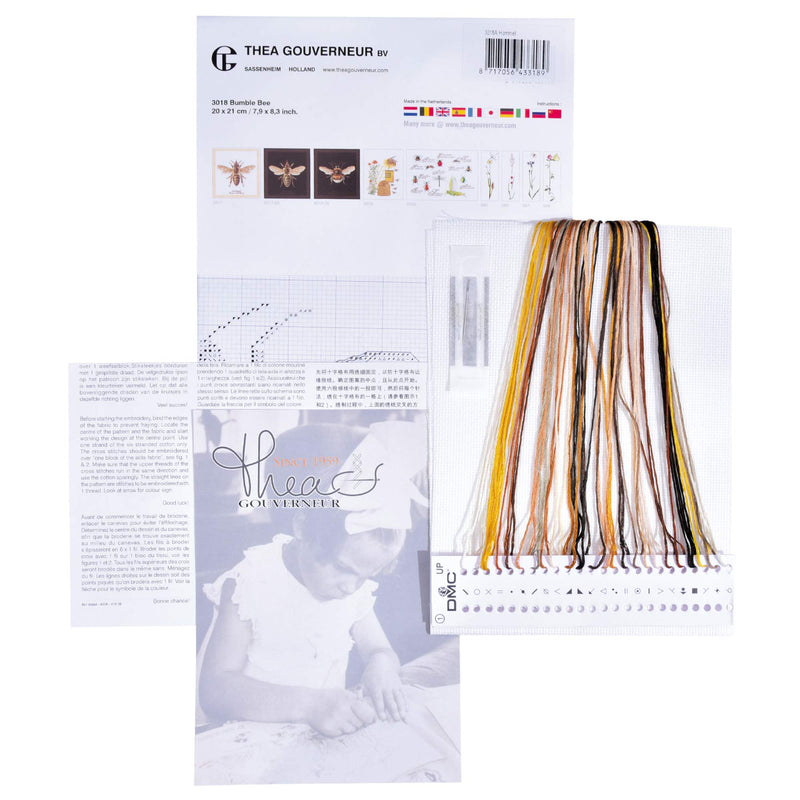 Thea Gouverneur - Counted Cross Stitch Kit - Bumble Bee - Aida - 16 count - For Adults - 3018A - NewNest Australia