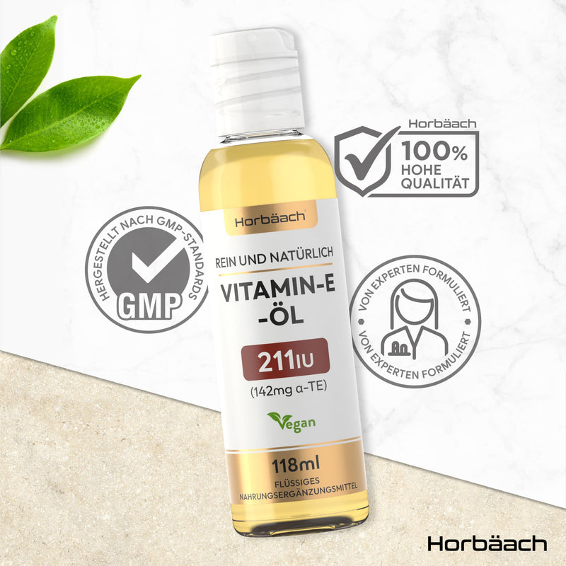 Vitamin E oil 211 IU | 236ml (2 x 118ml) | Vegan liquid for hair, skin, nails | by Horbaach - NewNest Australia